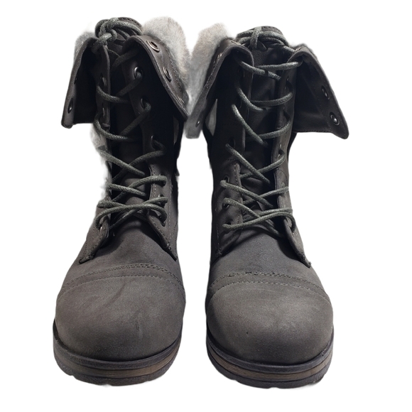 Just Fab Rhona Lace Up Faux Fur Boots Sz 6 - Picture 2 of 9